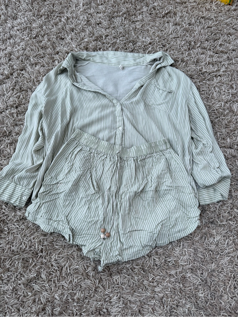 Striped Button-Front Women's Shirt in Light Sage